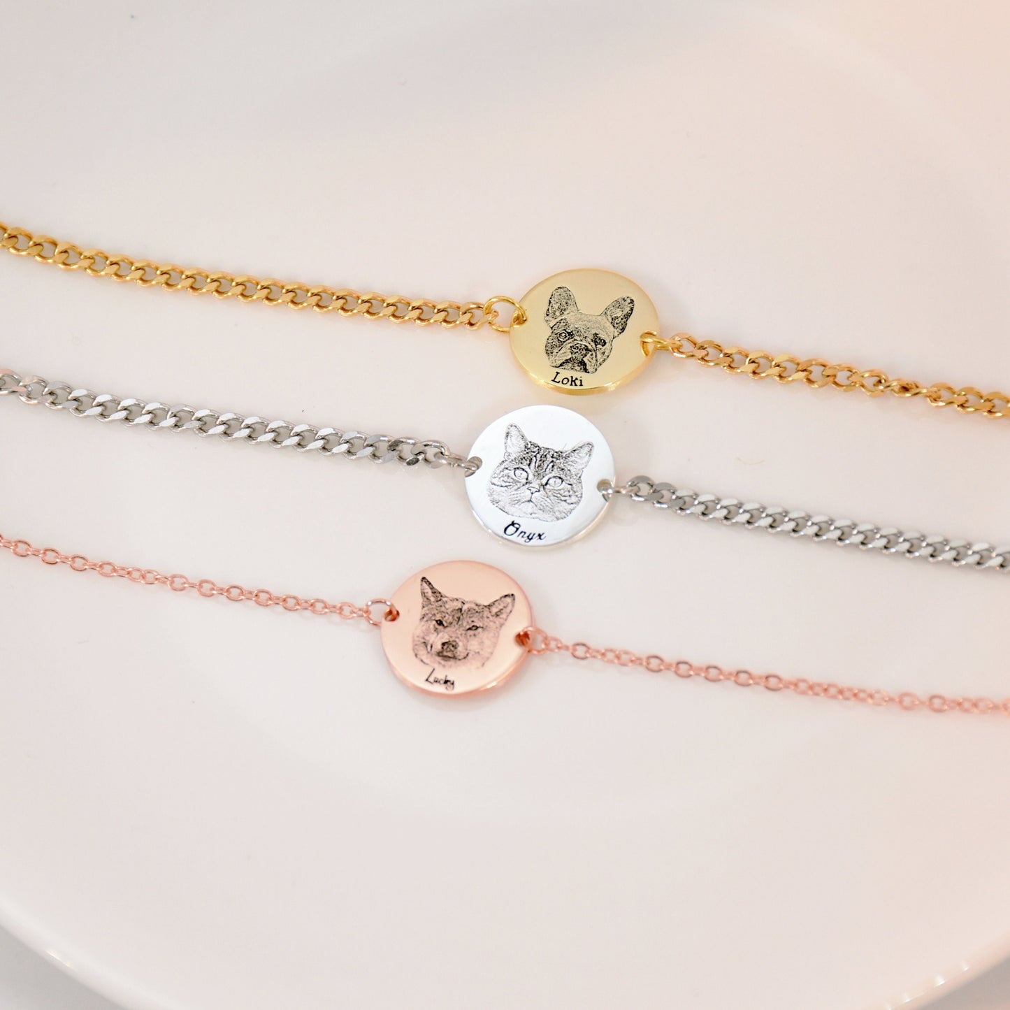 Custom Pet Portrait Image & Name Bracelet