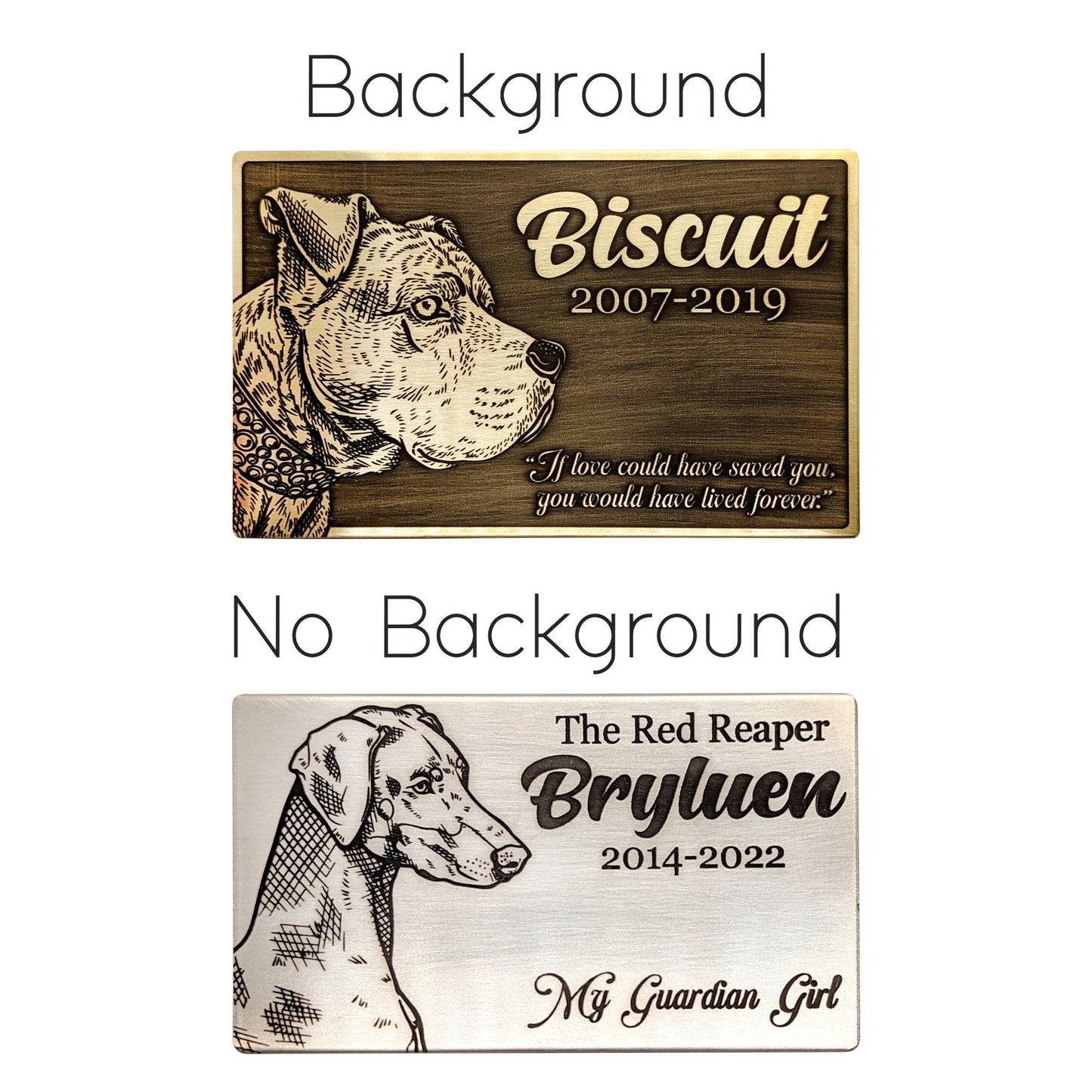 Custom Brass Pet Memorial Plaque | Personalized Name and Artwork