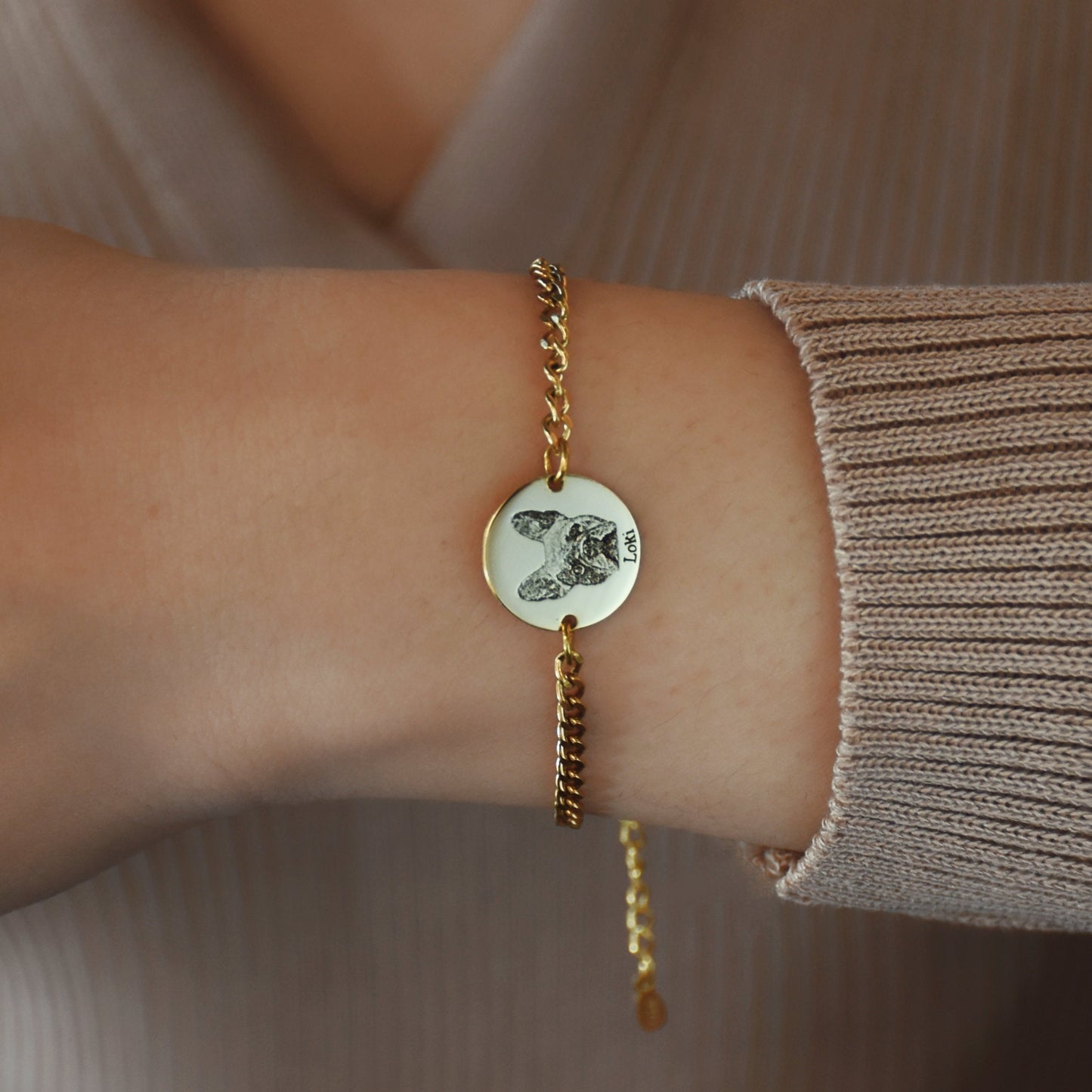 Custom Pet Portrait Image & Name Bracelet