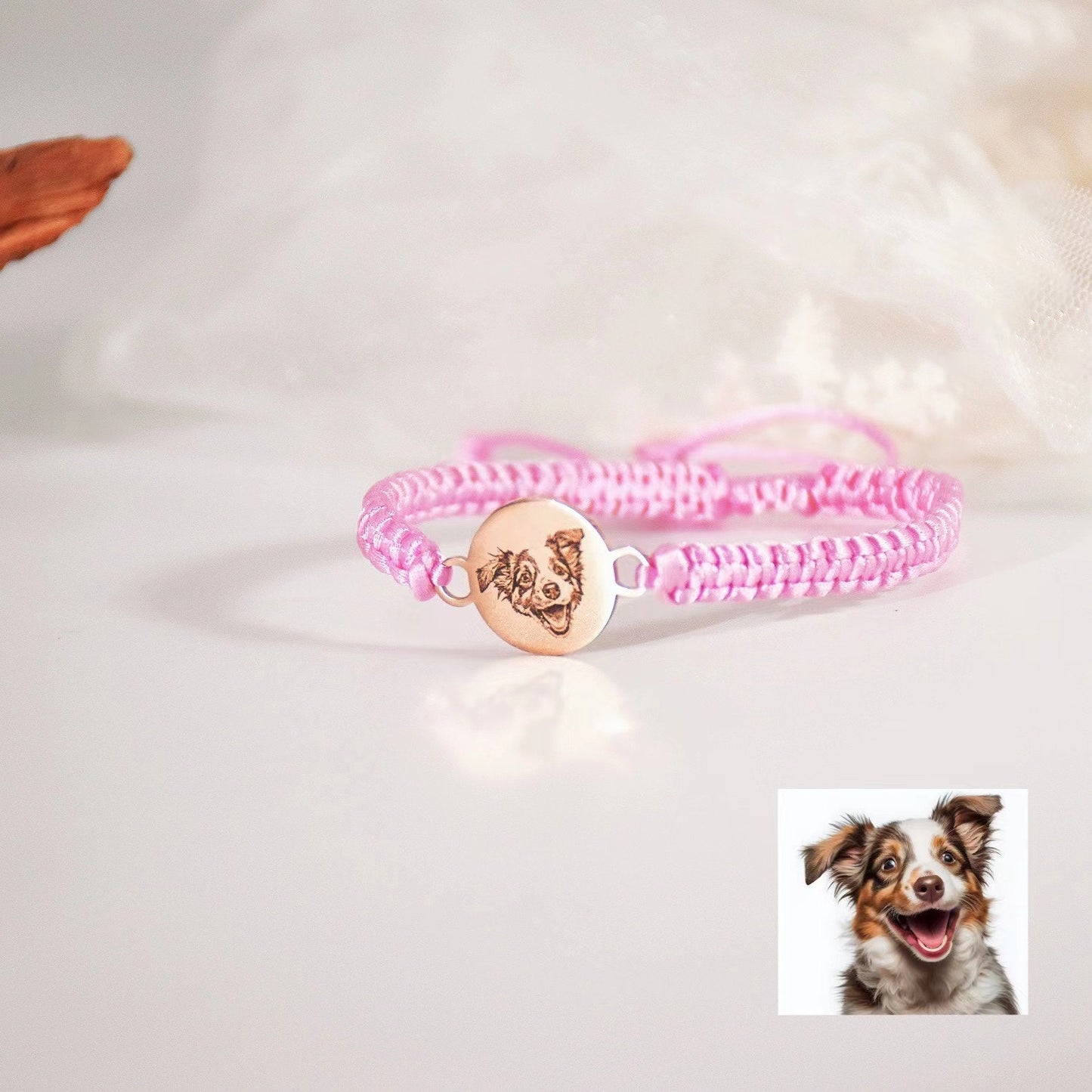 Personalized Pet Portrait Bracelet | Available in 3 Braided Colors
