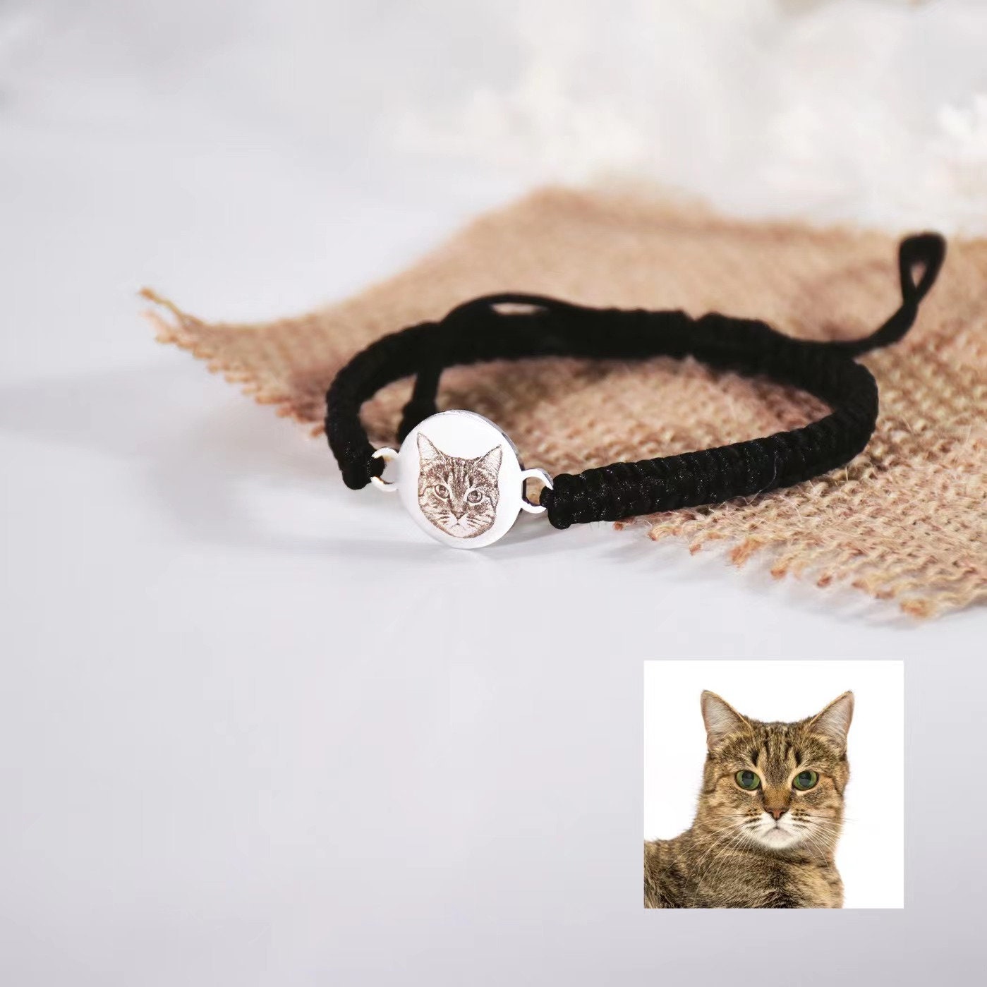 Personalized Pet Portrait Bracelet | Available in 3 Braided Colors