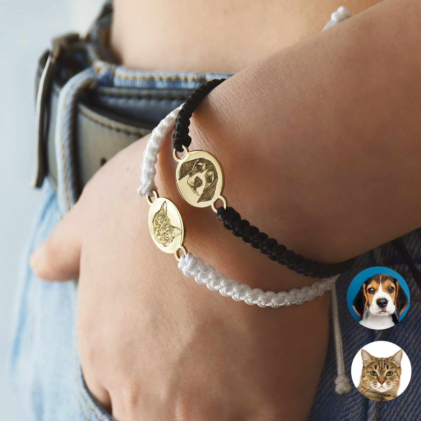 Personalized Pet Portrait Bracelet | Available in 3 Braided Colors