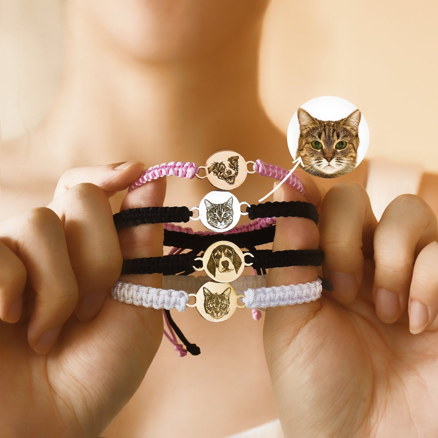 Personalized Pet Portrait Bracelet | Available in 3 Braided Colors