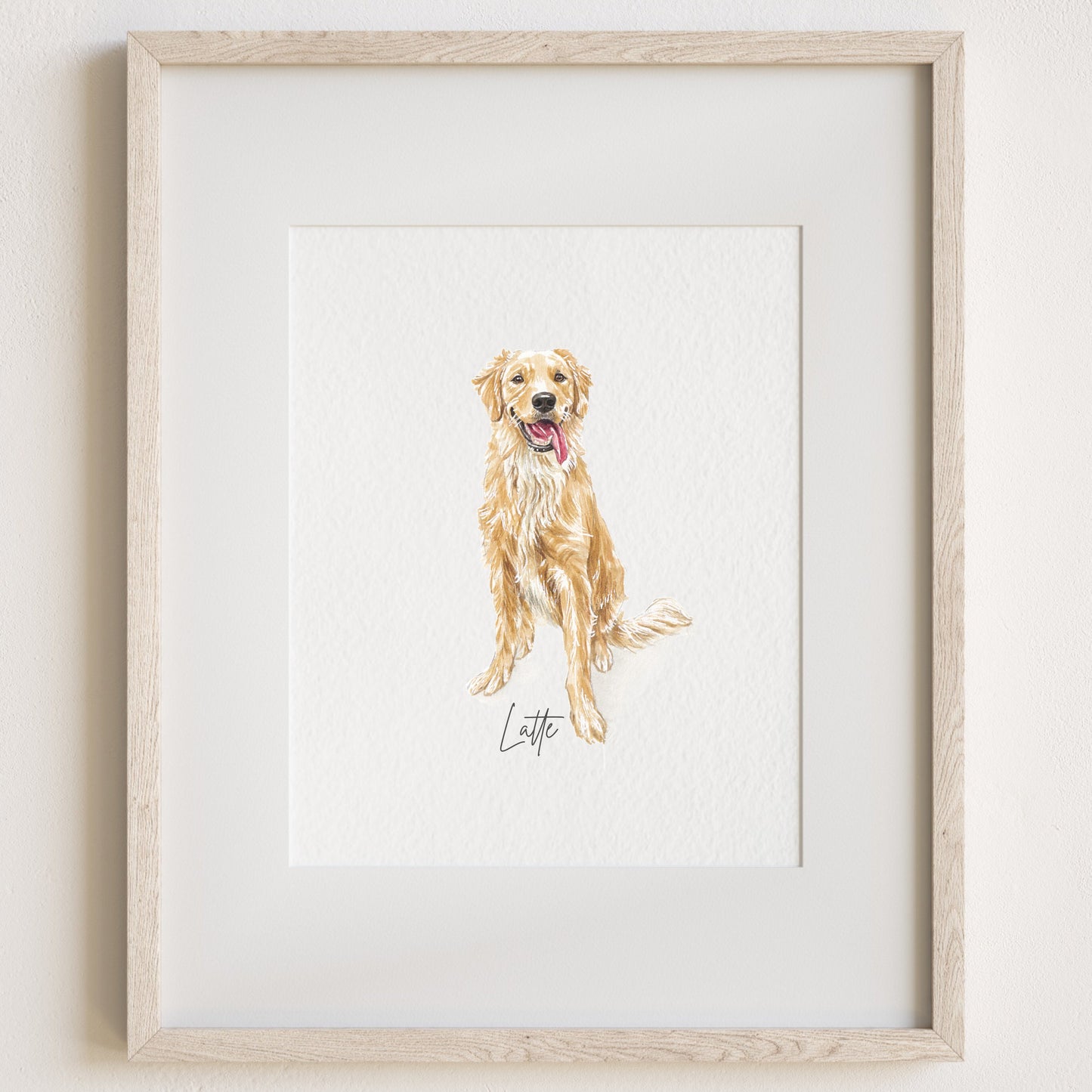 Custom Hand-painted Watercolor Pet Portrait W/ White Frame | Support Local Artists