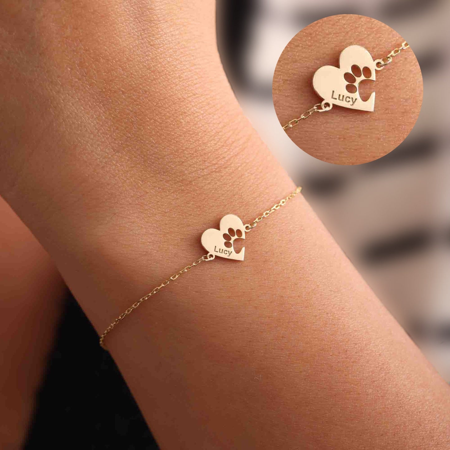Paw Name Heart Shaped Personalized Bracelet
