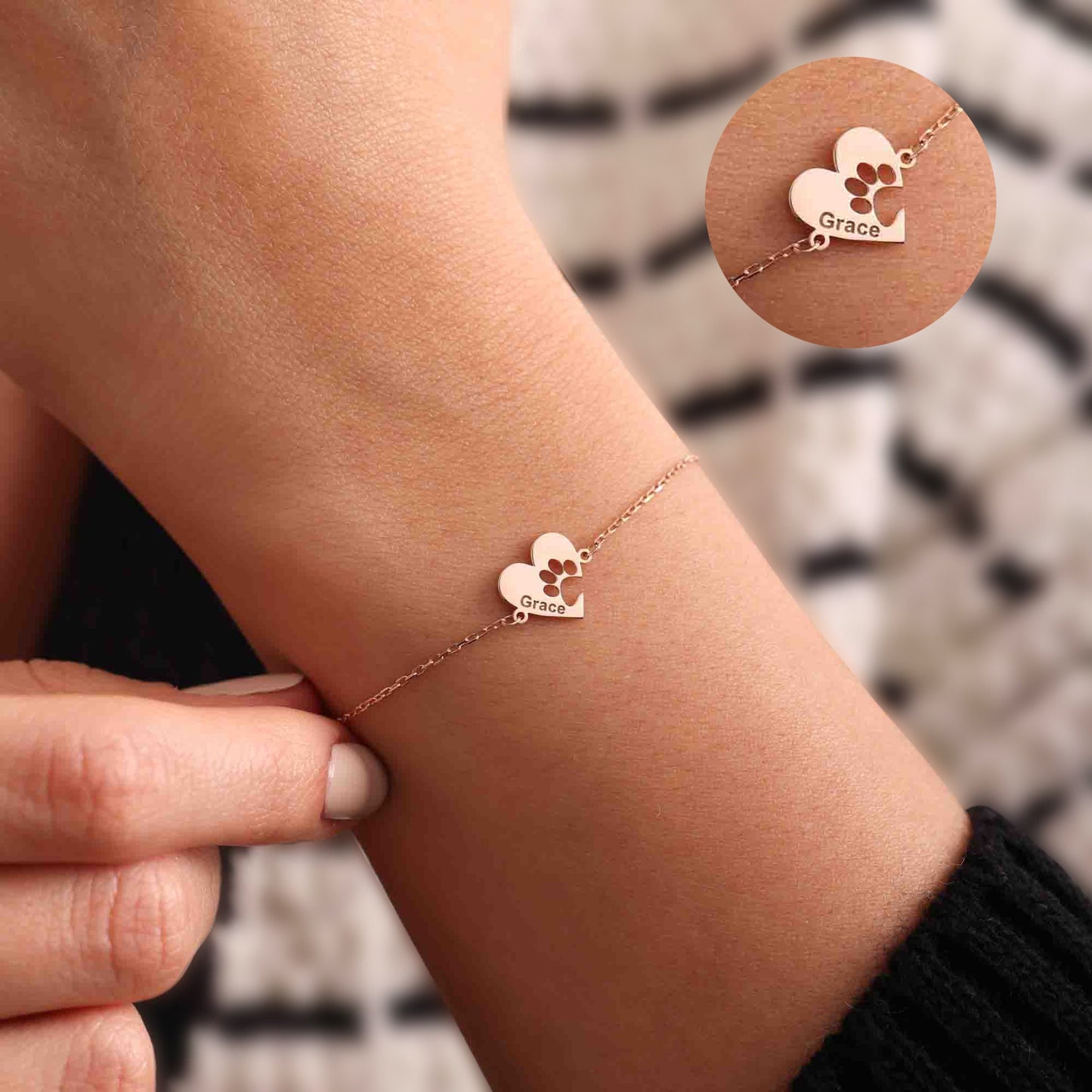 Paw Name Heart Shaped Personalized Bracelet