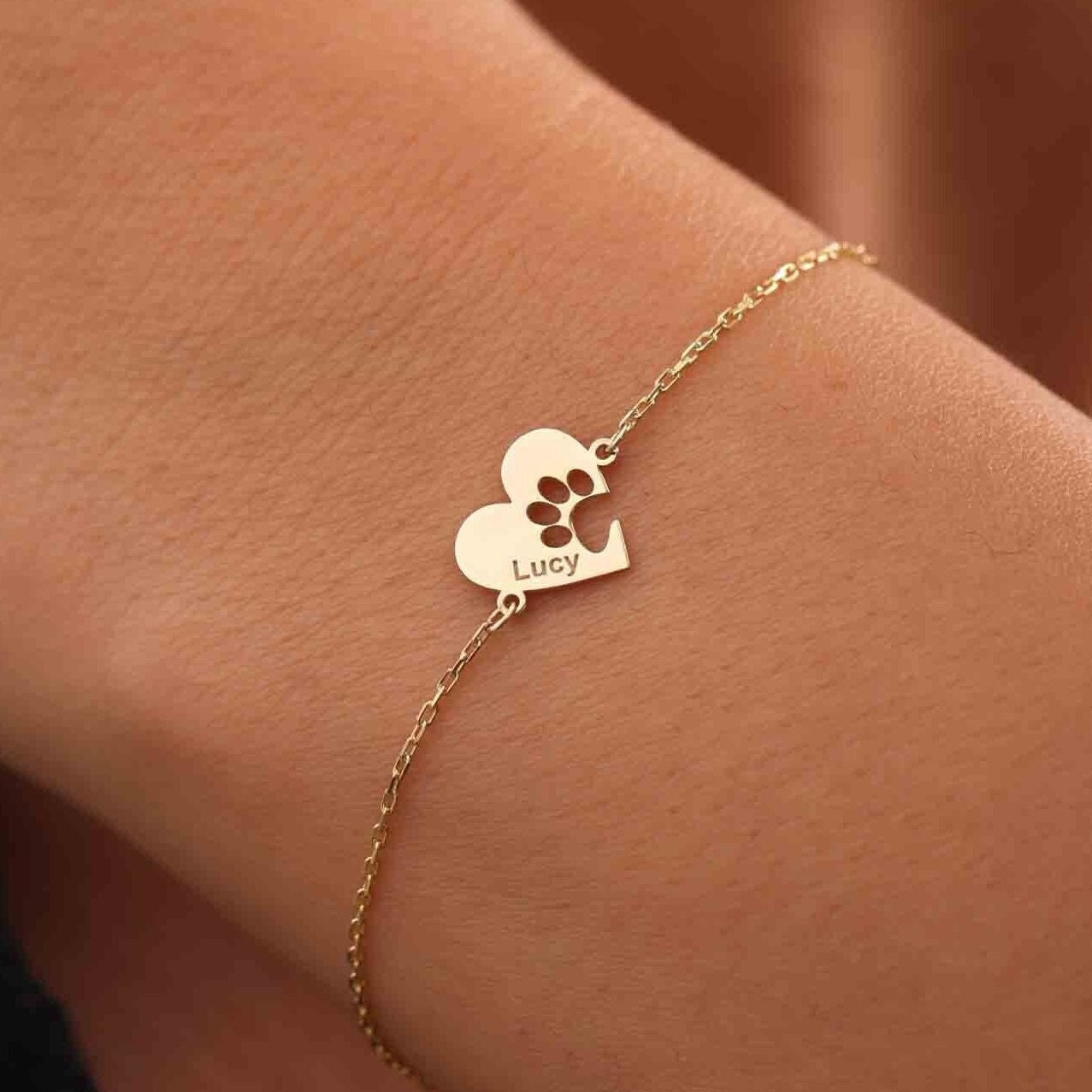 Paw Name Heart Shaped Personalized Bracelet