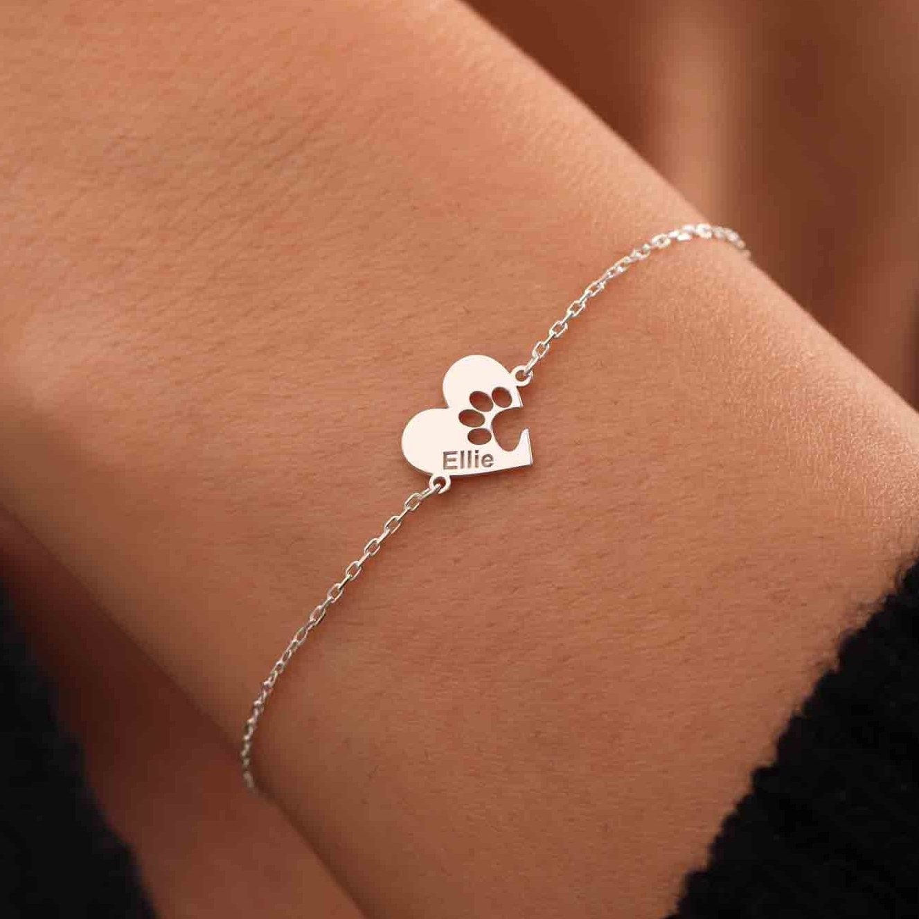 Paw Name Heart Shaped Personalized Bracelet