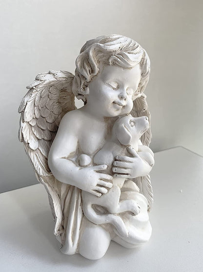 Cherub Angel & Dog Memorial Sculpture