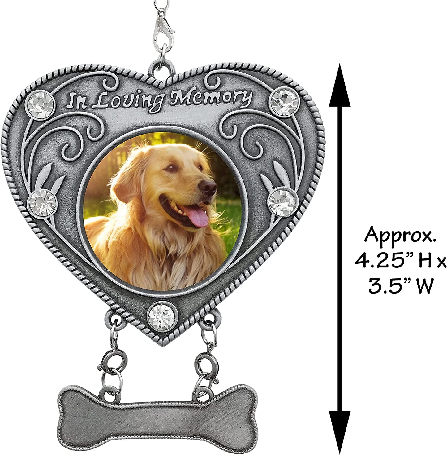 Dog Memorial Photo Ornament | "In Loving Memory" Heart Shaped Picture Christmas Ornament