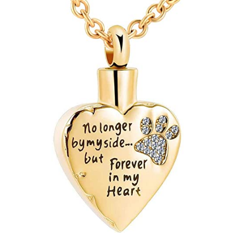 Paw Memorial Urn Pendant Heart Keepsake Ashes Necklace Pet