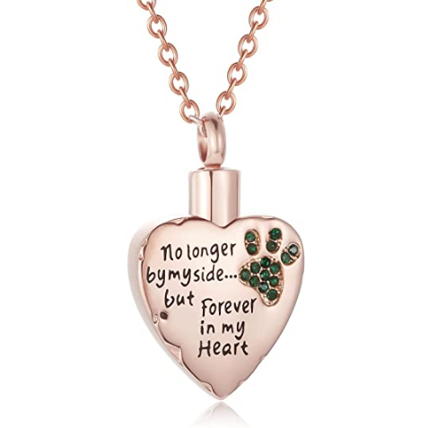 Paw Memorial Urn Pendant Heart Keepsake Ashes Necklace Pet