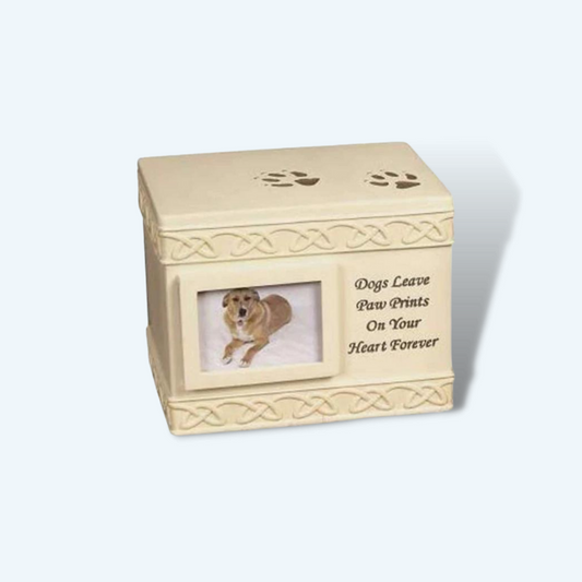 "Dogs Leave Paw Prints On Your Heart" Photo Pet Urn