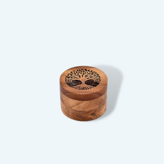Handcrafted Acacia Wood Pet Urn, Tree of Life Design