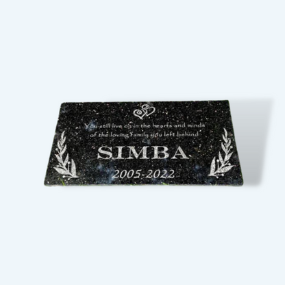 Custom Black Granite Pet Memorial Stone (4 Sizes Available)