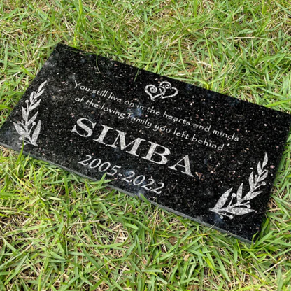 Custom Black Granite Pet Memorial Stone (4 Sizes Available)