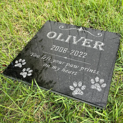 Custom Black Granite Pet Memorial Stone (4 Sizes Available)