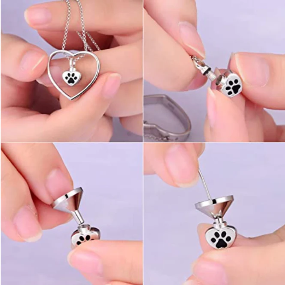 925 Sterling Silver Pet Memorial Heart Cremation Urn Necklace