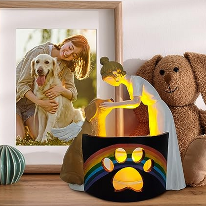 Angel Dog Rainbow Bridge Memorial LED Candle Holder