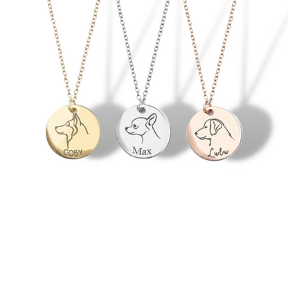 Custom-Engraved Name & Dog Breed Pendant Necklace | Memorial Dog Pendant Charm & Necklace