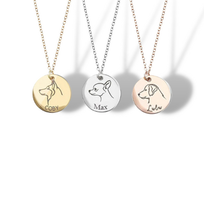 Custom-Engraved Name & Dog Breed Pendant Necklace | Dog Pendant Charm & Necklace