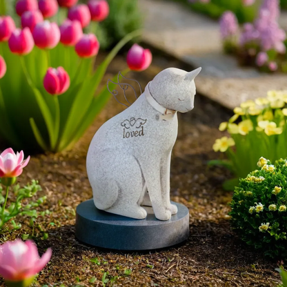 Cat Figurine Outdoor Garden Decor with Angel Wings (2 Colors Available)