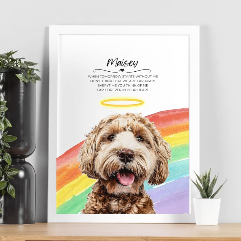 Pet Memorial Keepsake Picture Frame - Rainbow Bridge Frame, Black