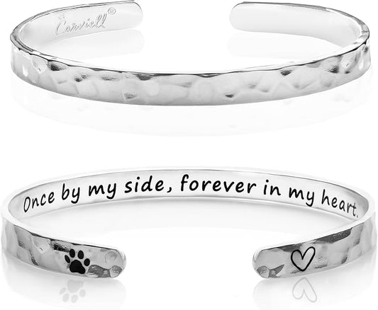 "Once By My Side, Forever In My Heart" Memorial Cuff Bangle Bracelet