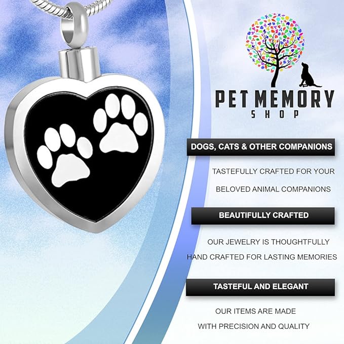Pet Memory Shop - 2 Paws Print Pet Memorial Urn Pendant