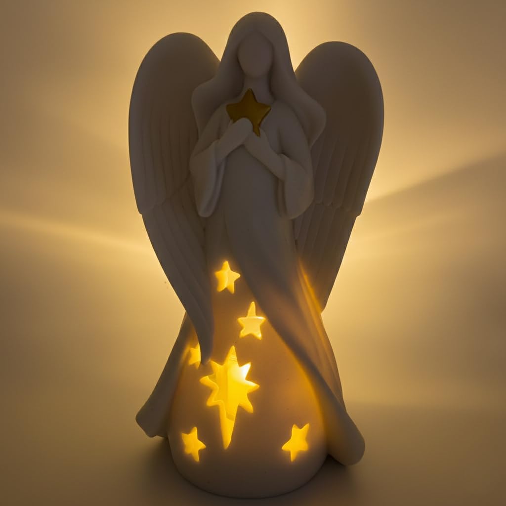 Star Angel Tealight Candle Holder with Flickering LED Candle