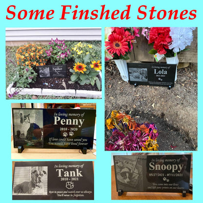 Custom Engraved Black Granite Memorial Marker by Pet Memory Shop (4 Sizes Available)