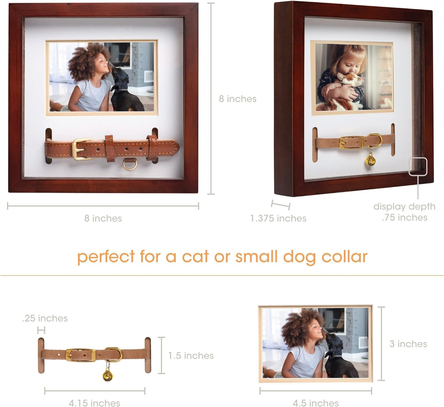 Pet Collar Memorial Keepsake Photo Frame Shadowbox (Espresso)