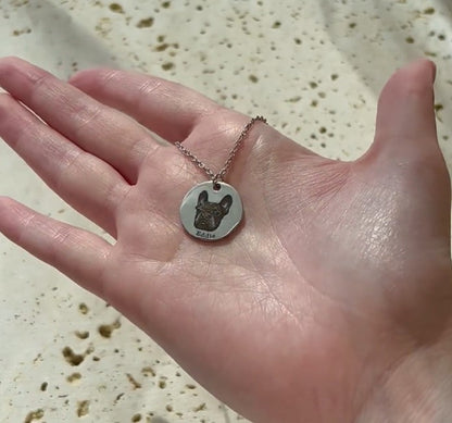Engraved Pet Portrait Necklace | Personalized Pet Memorial Necklace