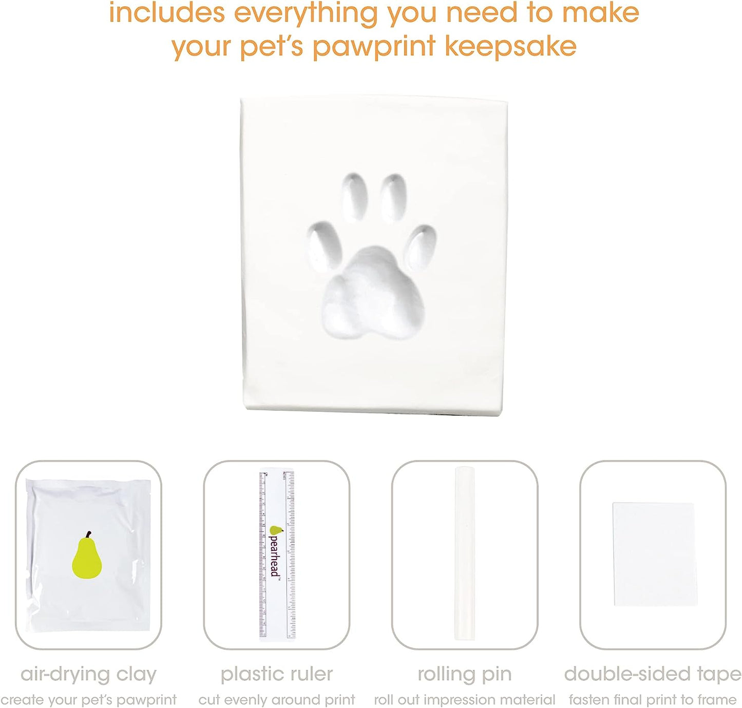 Paw Prints Pet Memorial Wall Frame With Clay Imprint Kit (Espresso)