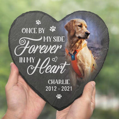 Custom Photo & Engraved Heart-Shaped Memorial Burial Marker W/ Stand