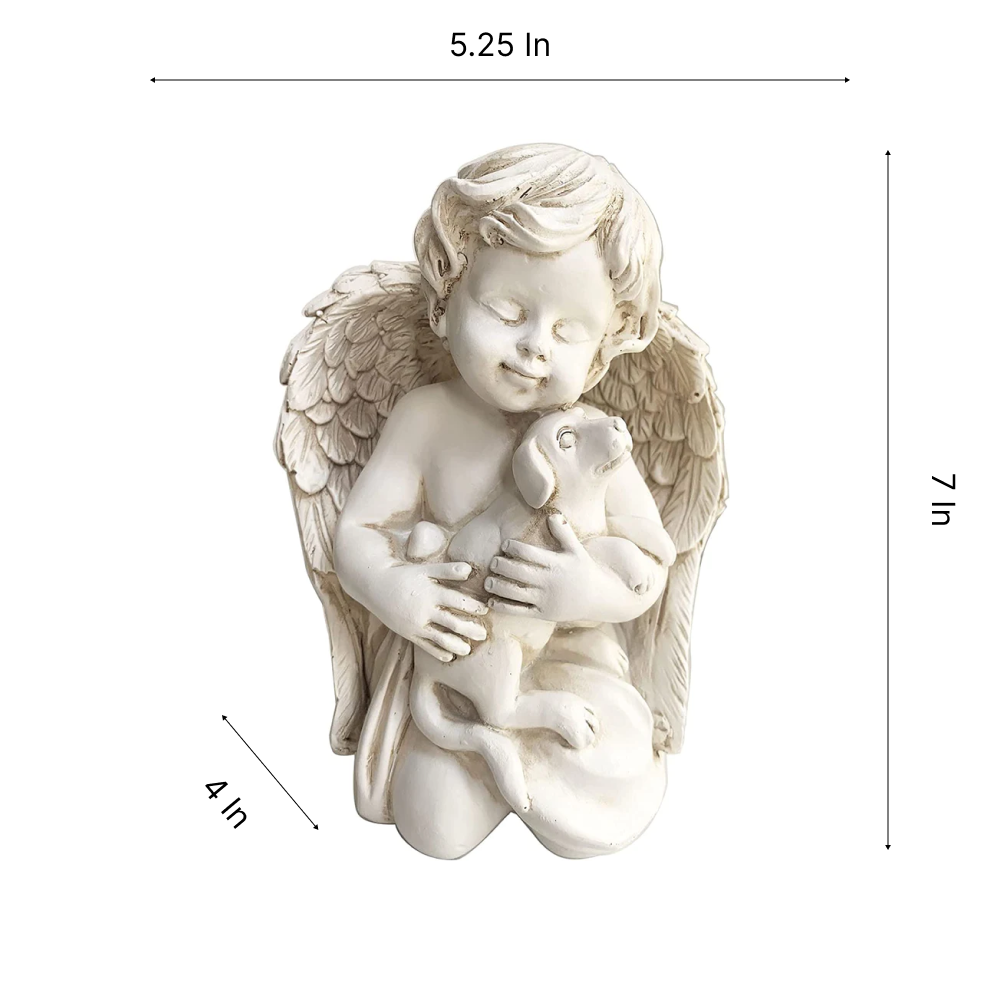 Cherub Angel & Dog Memorial Sculpture