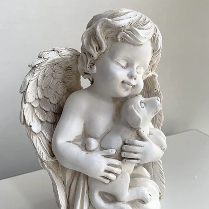 Cherub Angel & Dog Memorial Sculpture