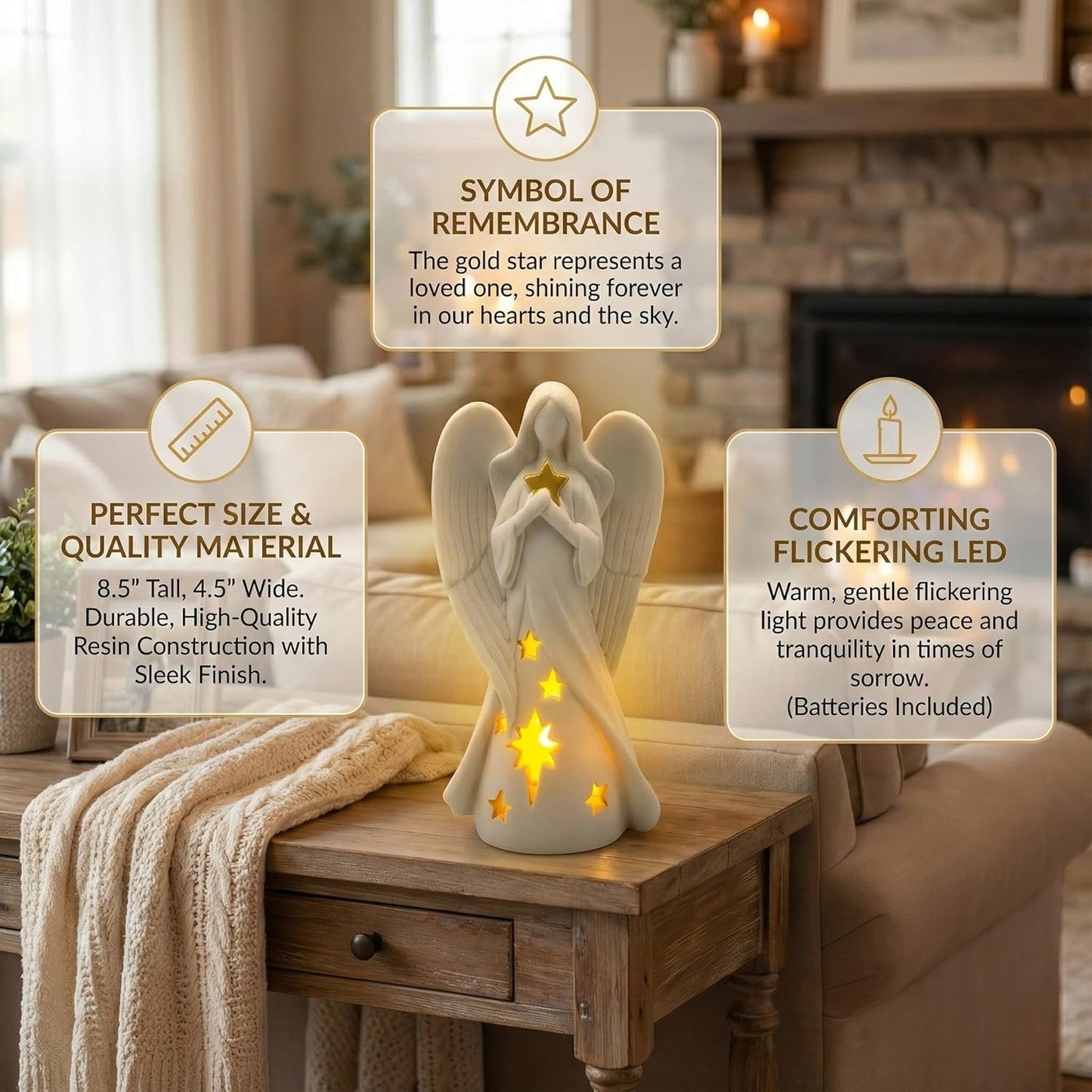 Star Angel Tealight Candle Holder with Flickering LED Candle