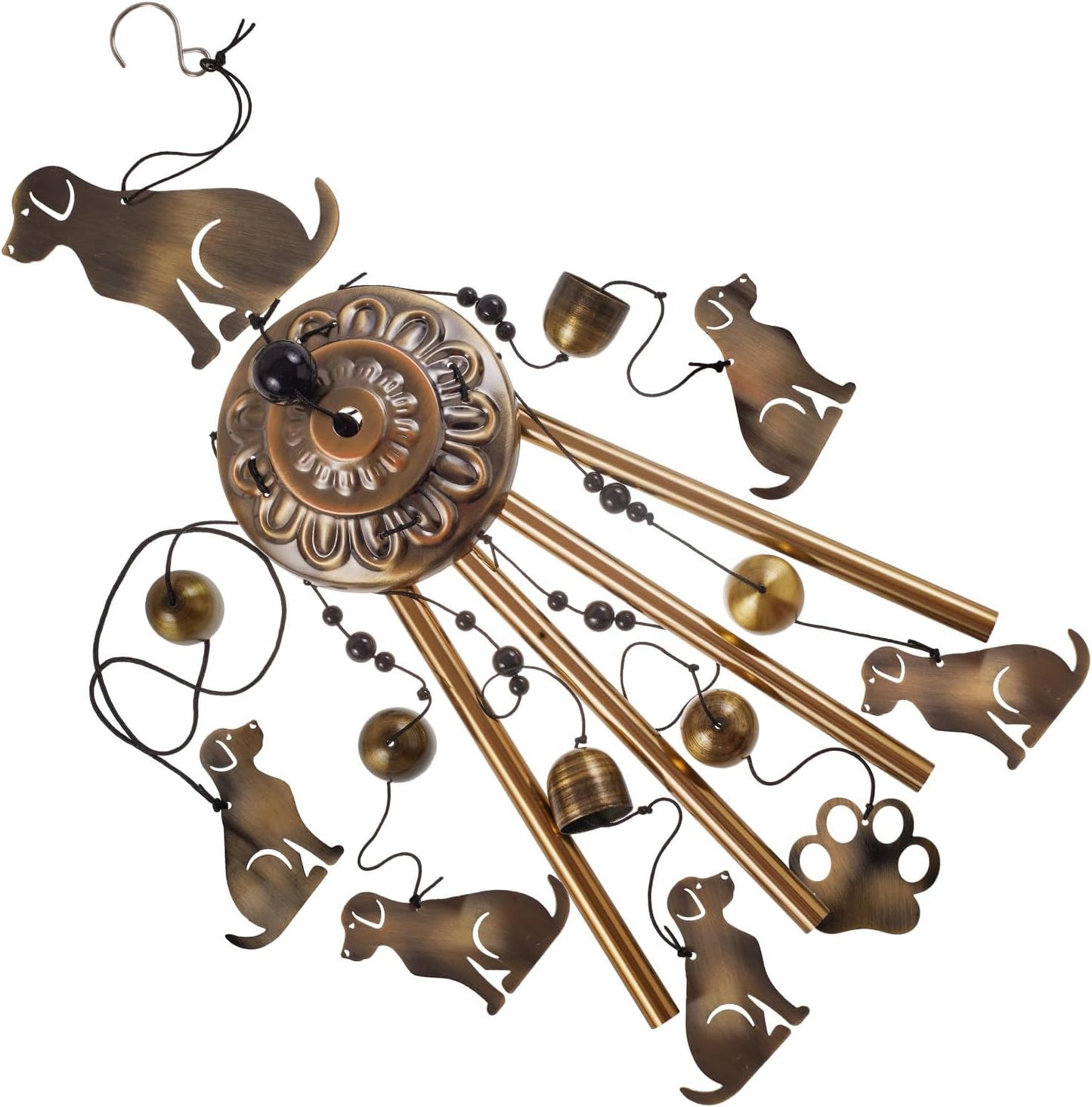 "Serenity Melodies" Bronze Dog Wind Chimes