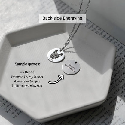 Engraved Pet Portrait Necklace | Personalized Pet Memorial Necklace