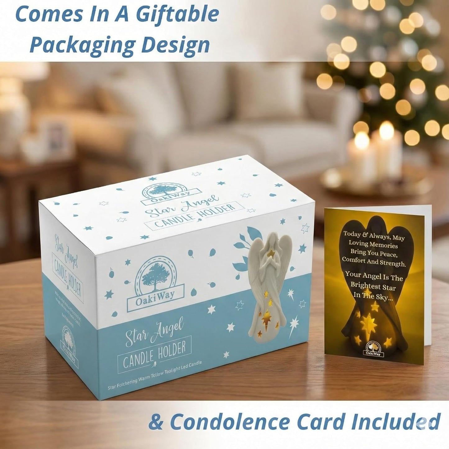 Star Angel Tealight Candle Holder with Flickering LED Candle