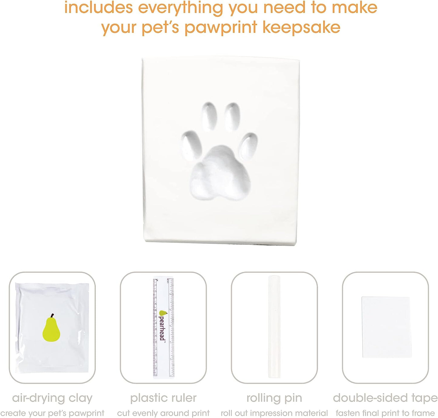 Pet Pawprints Wall Picture Frame and Clay Impression Kit, Distressed White