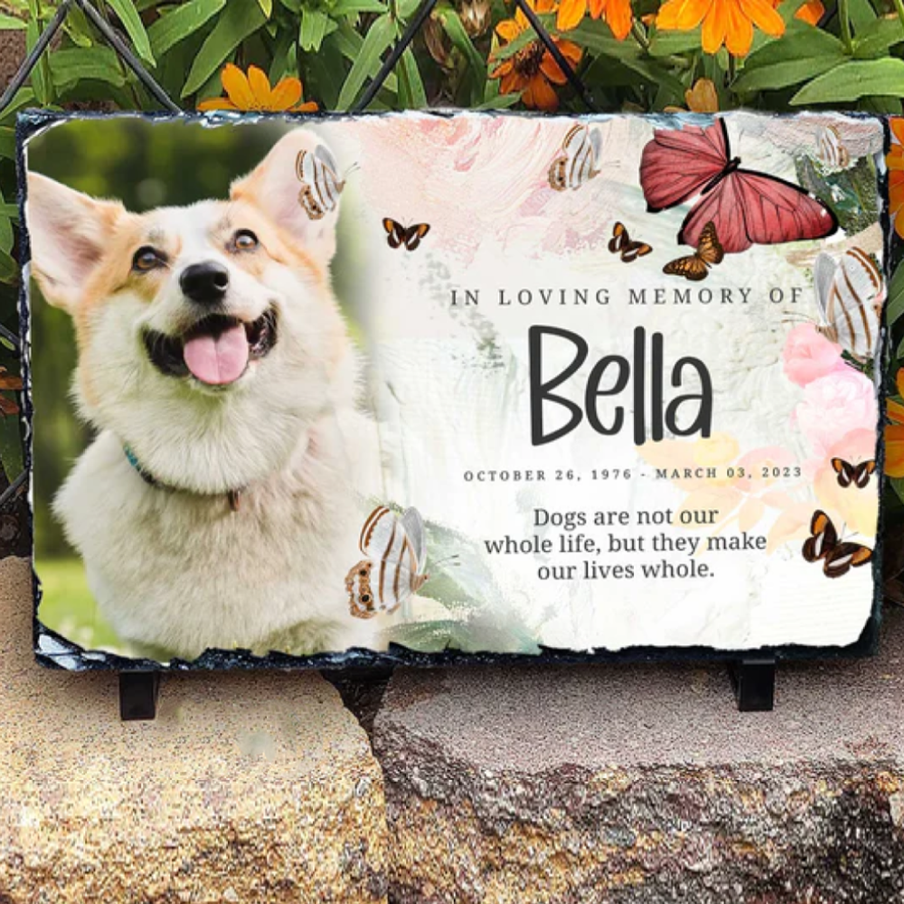 Colorful Custom Engraved & Image Pet Memorial Stone (Rectangle Shape)