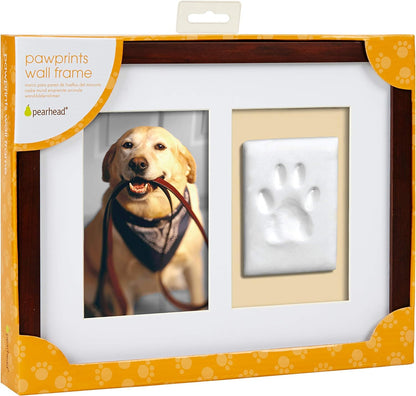 Paw Prints Pet Memorial Wall Frame With Clay Imprint Kit (Espresso)