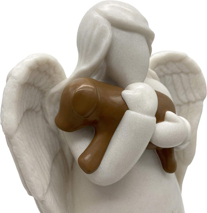 Angel Holding Dog Memorial LED Candle Holder