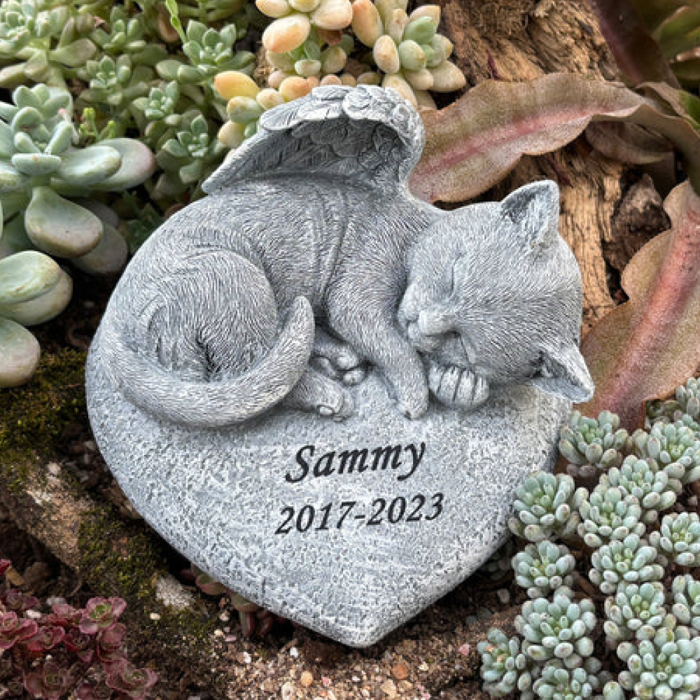 Custom Engraved Angel Cat Memorial Statue Pet Memory Shop