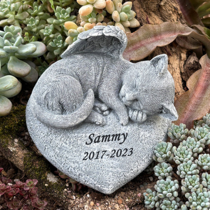 Custom Engraved Angel Cat Memorial Statue