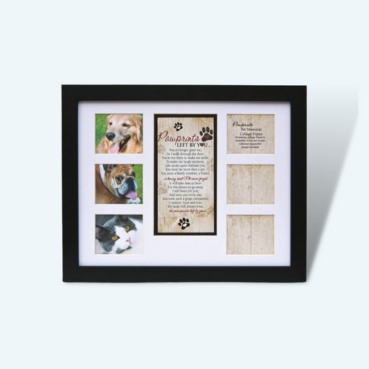 "Pawprints Left by You" Pet Memorial Collage Photo Frame with Sympathy Poem