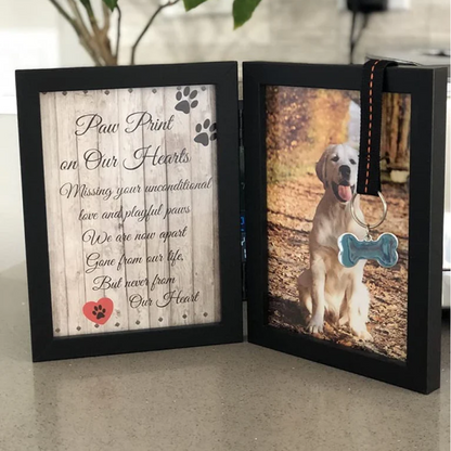 Pawprints Remembered Pet Memorial 5"x7" Picture Frame with Hanging Pendant