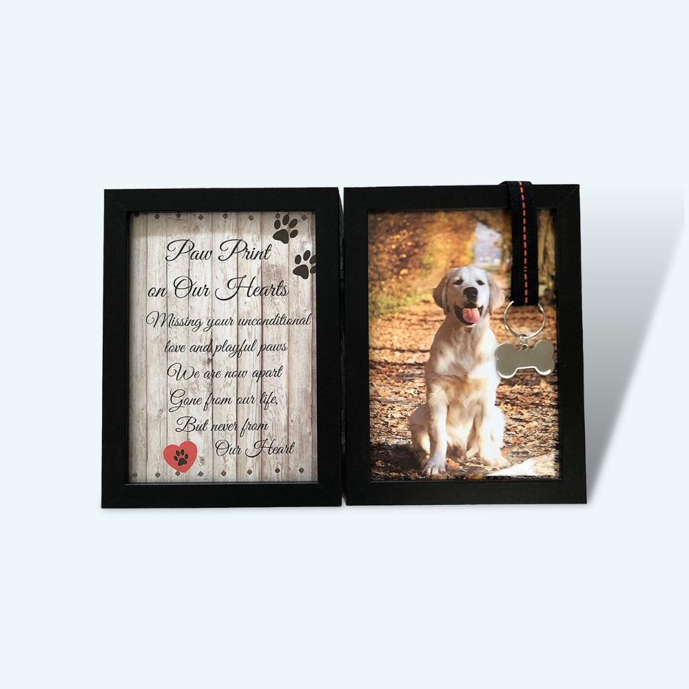 Pawprints Remembered Pet Memorial 5"x7" Picture Frame with Hanging Pendant